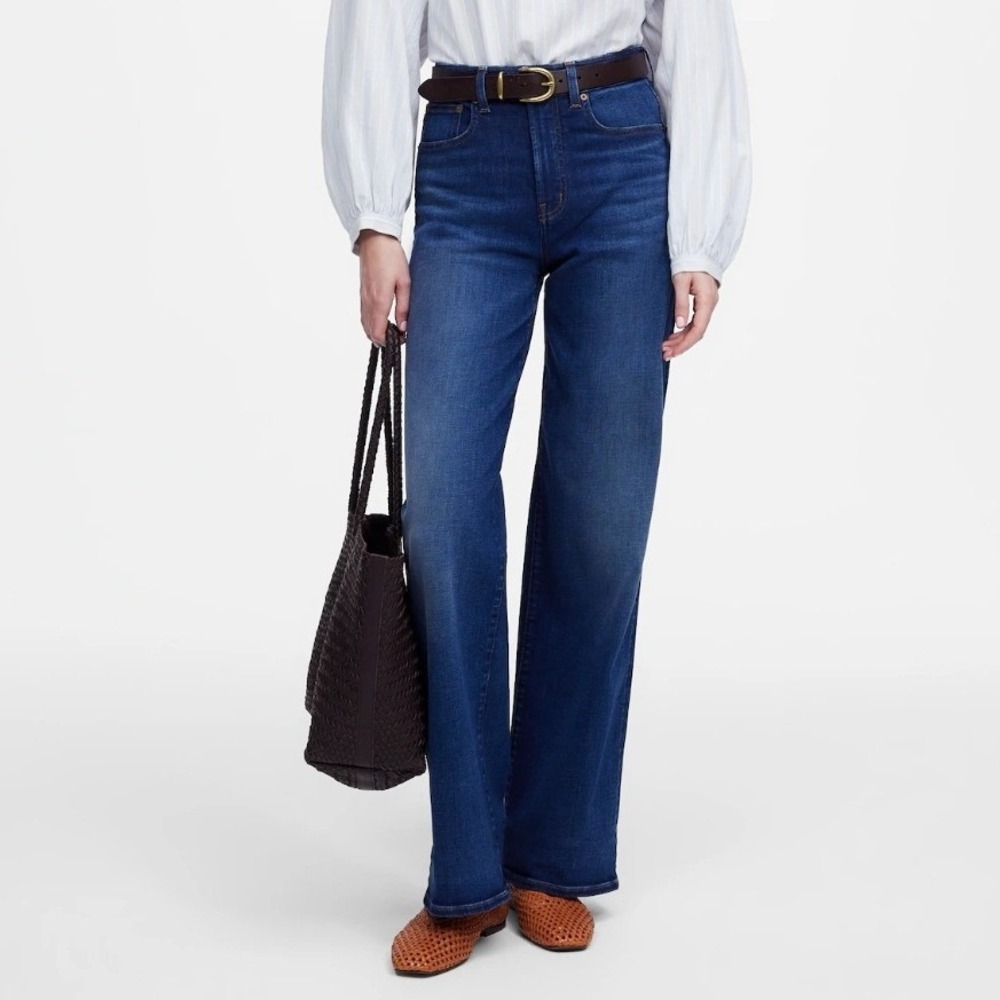 Madewell Petite Perfect Vintage Wide Leg Jean Dark Pipestone Wash Blue 30P